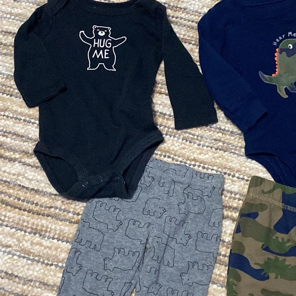 2 Carter’s Baby Boy Outfits. Long Sleeve Onesies and pants. 6 mos. - Picture 5 of 15